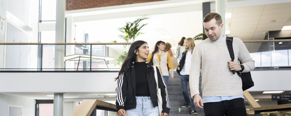 Henkilöt kävelevät rappusissa.