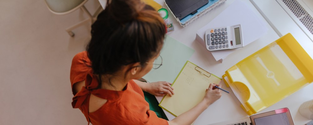 A person working at a desk