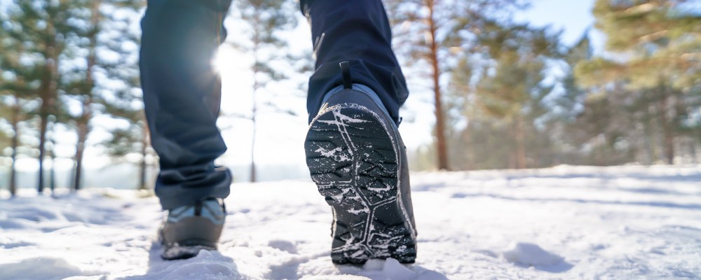 A person walking in snow.