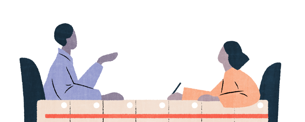 Työnantaja ja työntekijä neuvottelevat työsuhteesta.